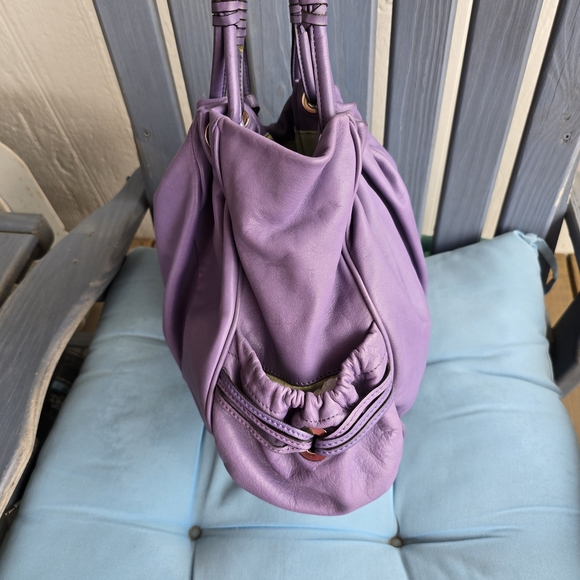 B. Makowsky Lavender Leather Shoulder Bag - Picture 9 of 16